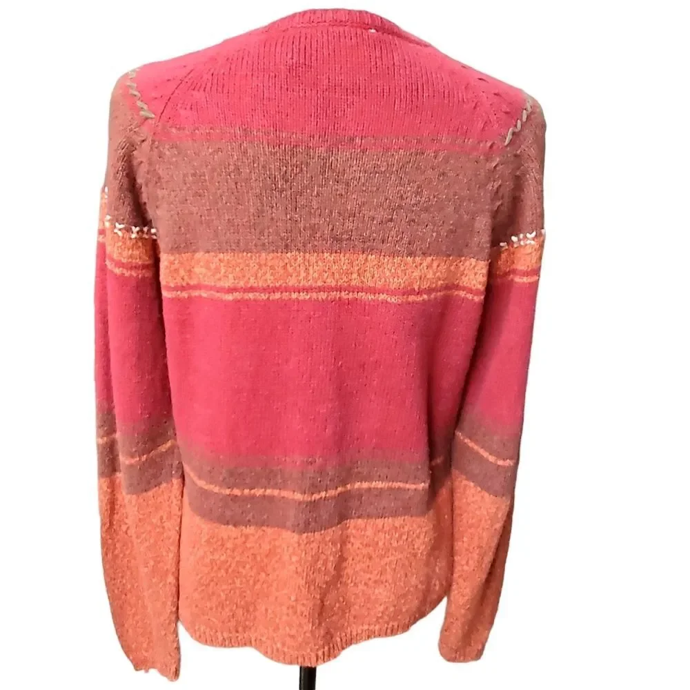 ERIKA & CO Multicolored Embroidered Floral Design Cardigan Sweater Size PM - Picture 2 of 6